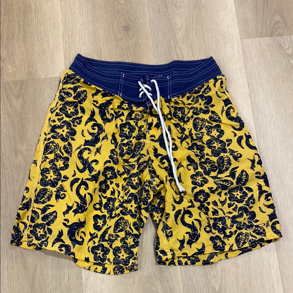 Y2K 2000s OP Yellow and Blue Board Shorts Size 32